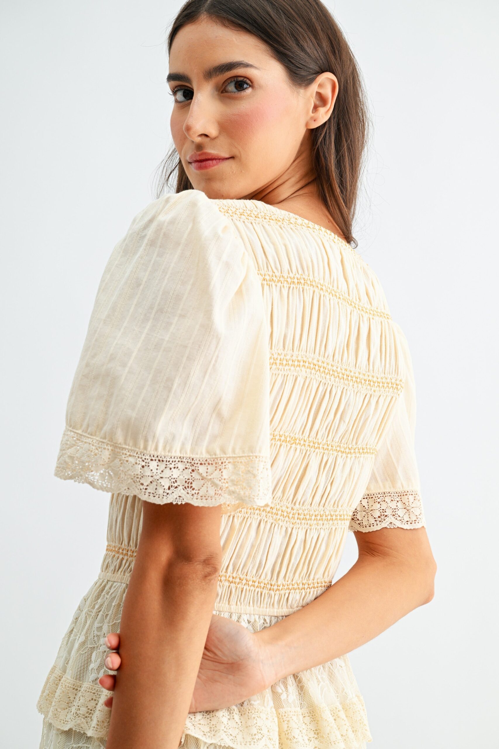 LACE MAXI DRESS WITH PUFF SLEEVES - Image 4