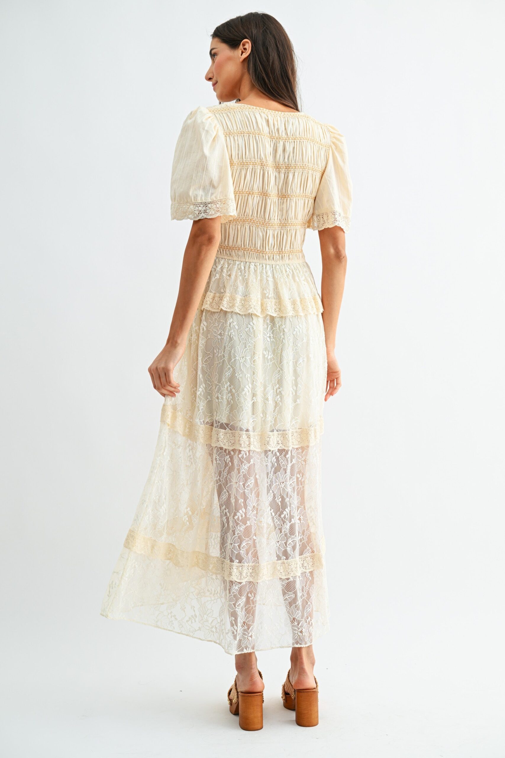LACE MAXI DRESS WITH PUFF SLEEVES - Image 2
