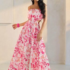 PLEATED JUMPSUIT WITH SIDE CUT-OUT
