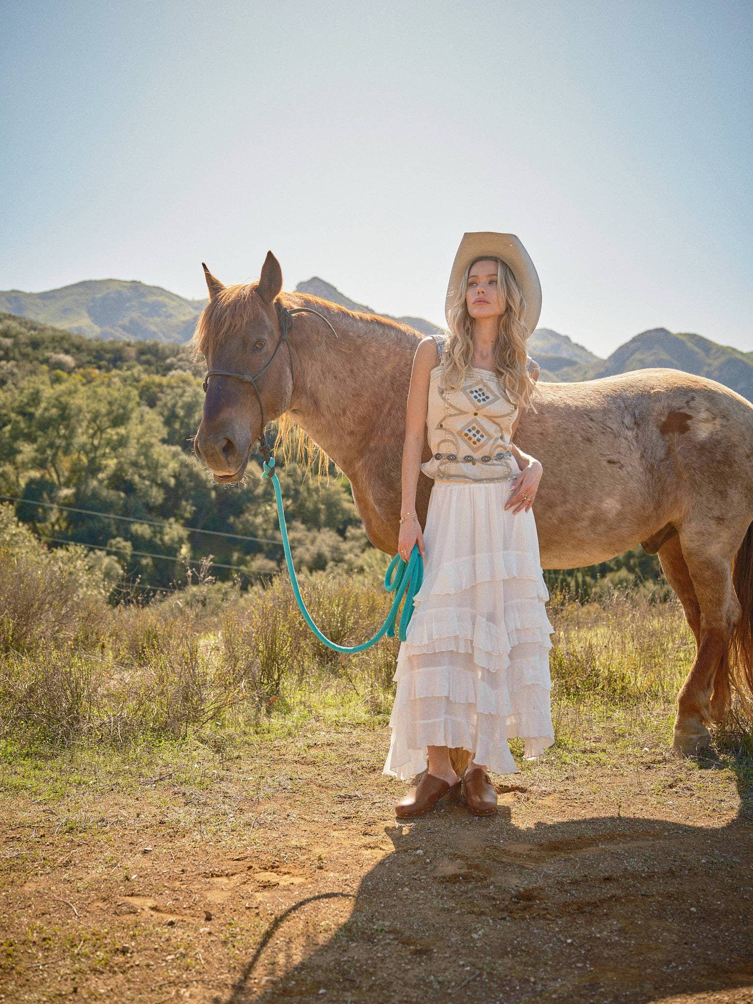 WESTERN BUCKLE STRAP EMBROIDERED DENIM TOP - Image 8